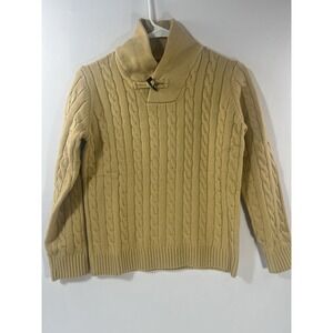 Makkrom Boys Shawl Collar Pullover Cable Sweaters Knit V Neck  Size 150(10/12 Y)